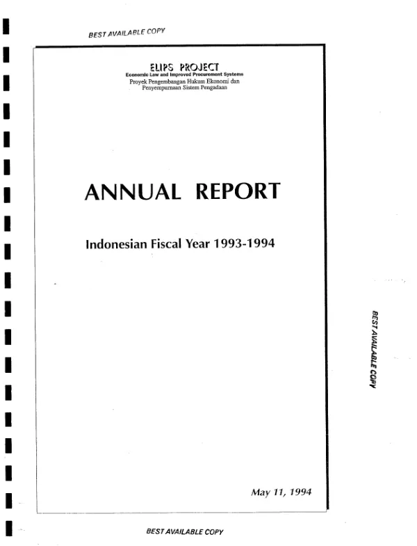 ELIPS (economic law and improved procurement systems) project annual report : Indonesian fiscal year 1993-1994