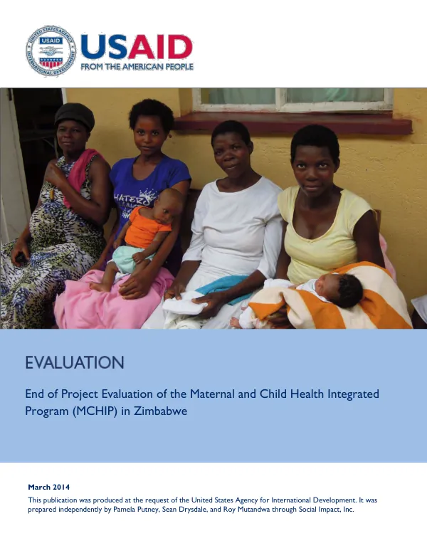 End of project evaluation of the maternal and child health integrated program (MCHIP) in Zimbabwe
