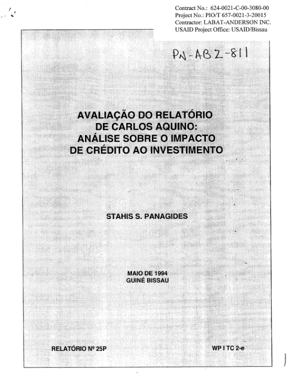 Avaliacao do relatorio de Carlos Aquino : analise sobre o impacto de credito ao investimento