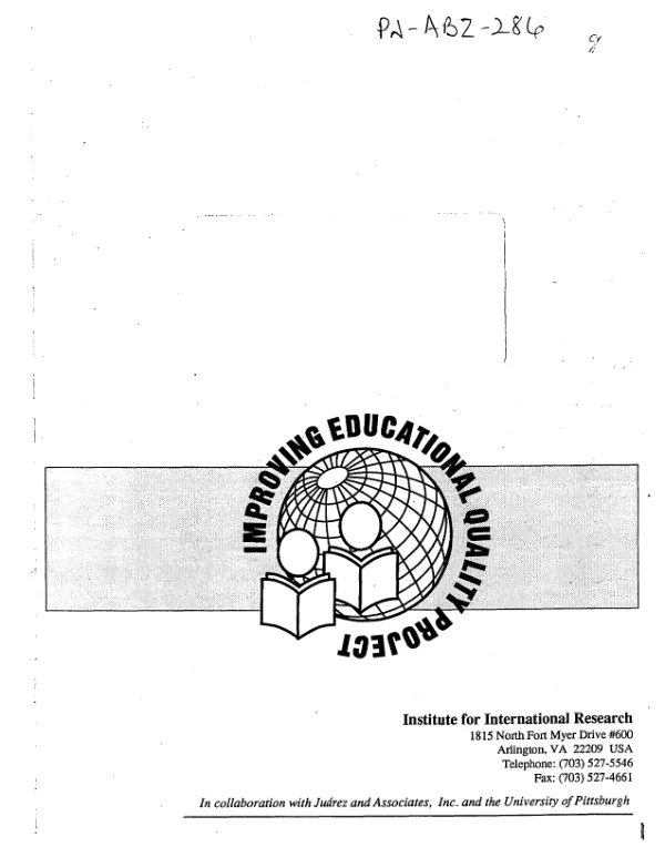 Research report -- phase I : improving educational quality project -- Guatemala