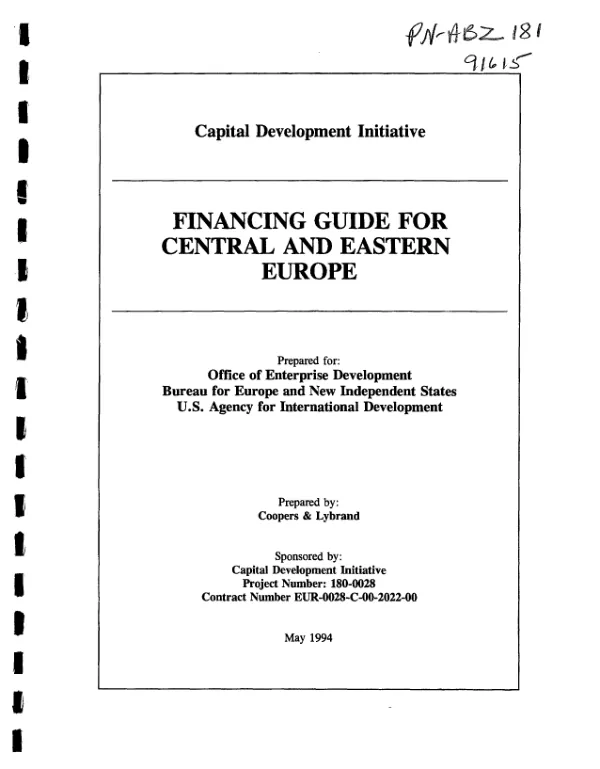 Capital development initiative : financing guide for Central and Eastern Europe