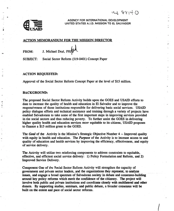 Social sector reform (519-0401) concept paper
