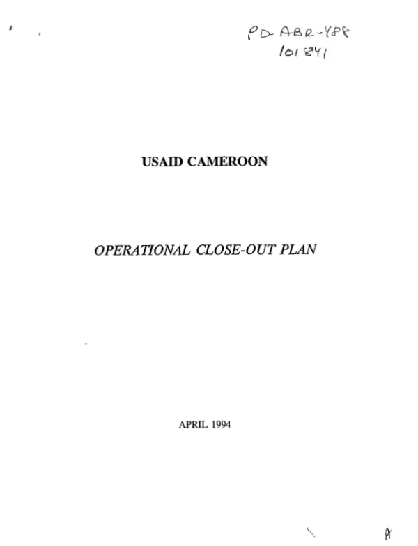 USAID/Cameroon operational close-out plan