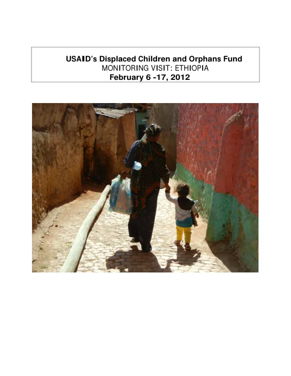 USAID’s Displaced Children and Orphans Fund : monitoring visit : Ethiopia, February 6-17, 2012