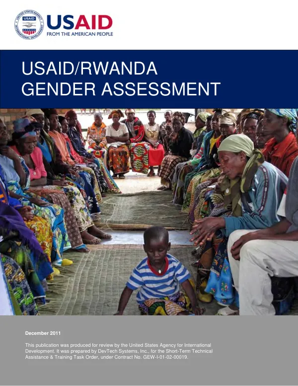 USAID/Rwanda gender assessment