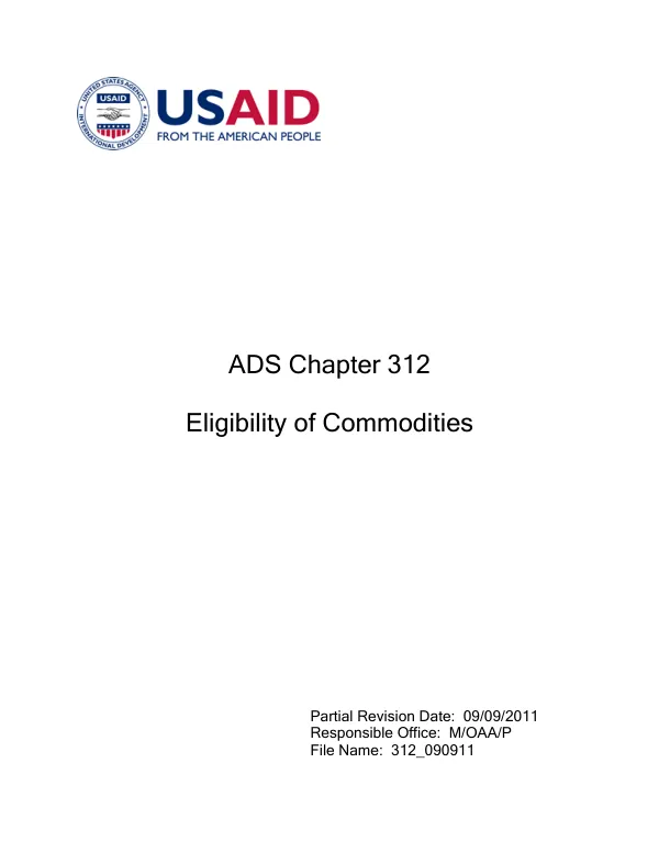 ADS chapter 312 : eligibility of commodities