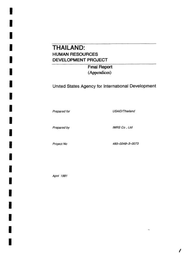 Thailand : human resources development project -- final report : appendices
