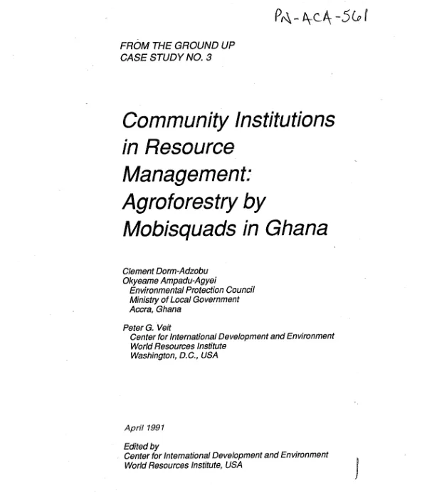 Community institutions in resource management : agroforestry by Mobisquads in Ghana