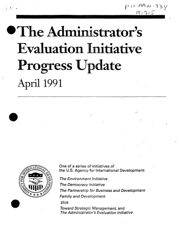 Administrator"s evaluation initiative : progress update
