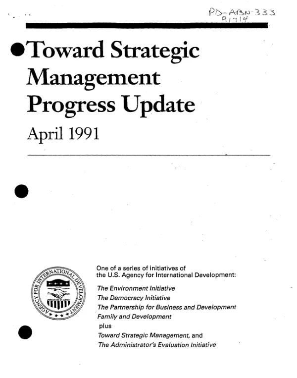 Toward strategic management : progress update