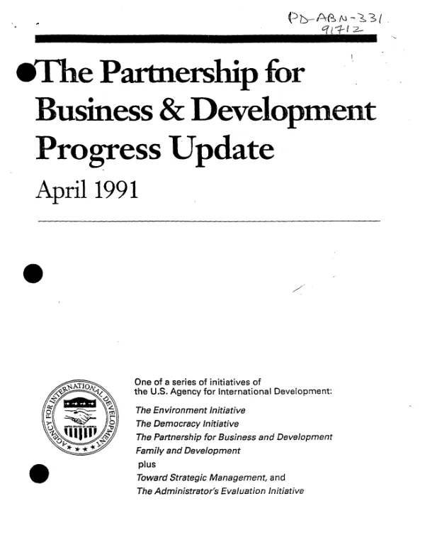 Partnership for business & development : progress update