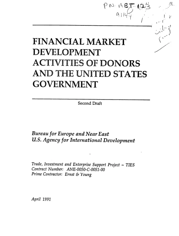 Financial market development activities of donors and the United States Government