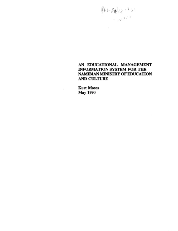 Educational management information system for the Namibian Ministry of Education and Culture : a preliminary assessment