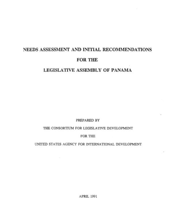 Needs assessment and initial recommendations for the Legislative Assembly of Panama