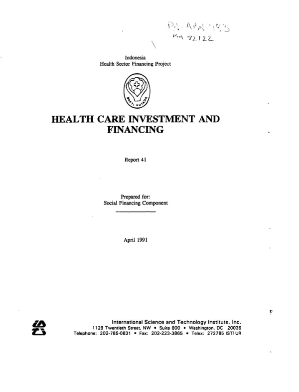 Health care investment and financing