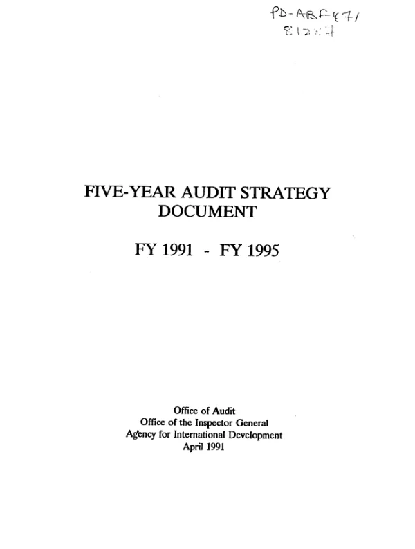 Five-year audit strategy document, FY 1991-FY 1995