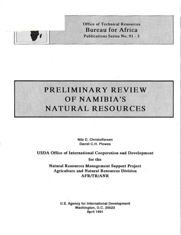 Preliminary review of Namibia"s natural resources