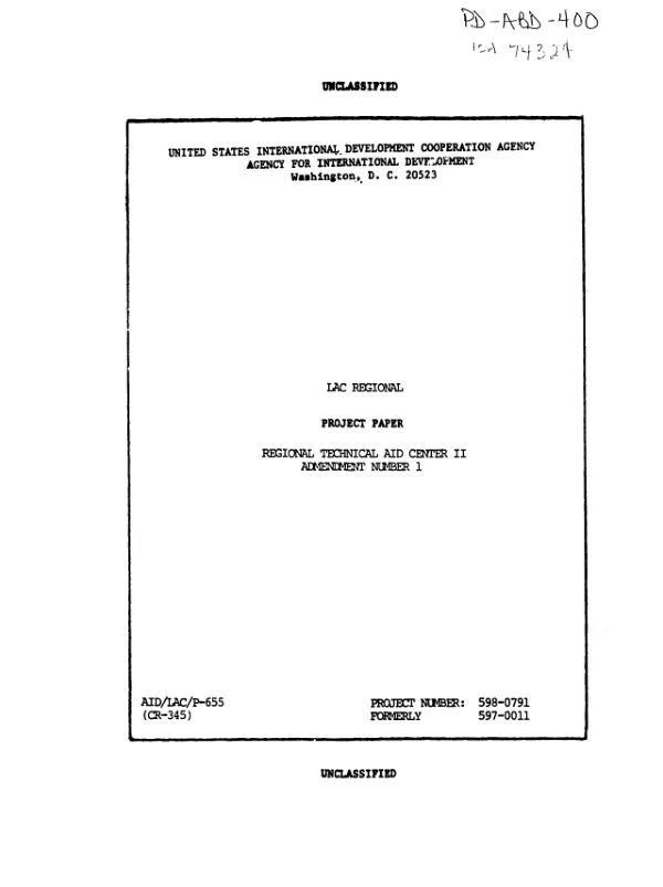 Regional technical aid center II : amendment no. 1
