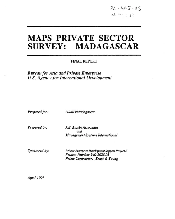 MAPS private sector survey : Madagascar