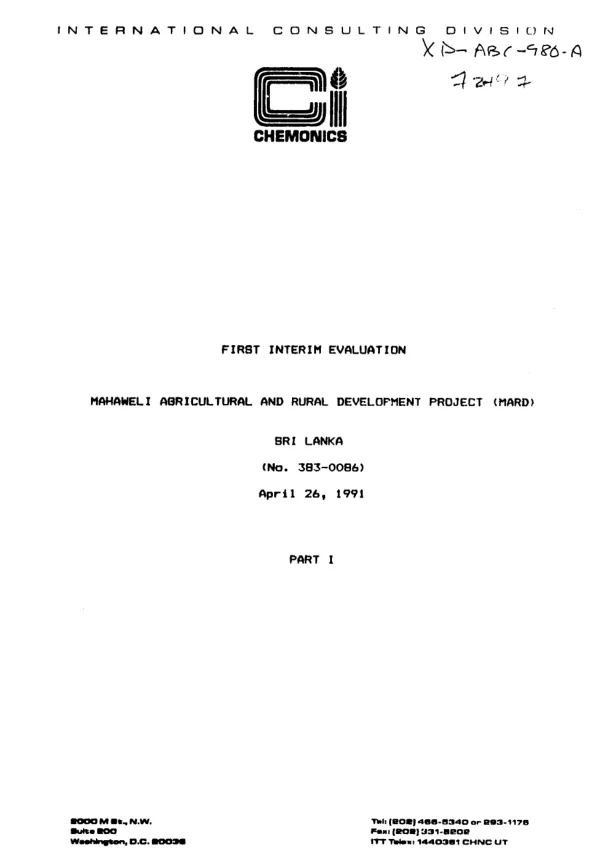 First interim evaluation : Mahaweli agricultural and rural development project (MARD)