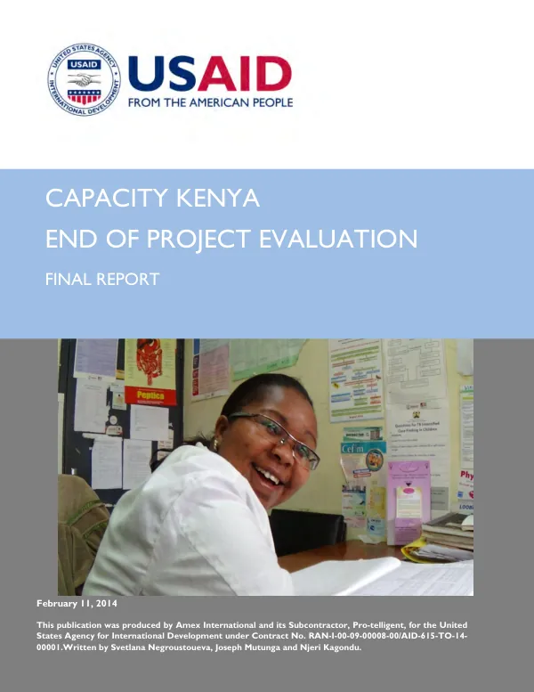 Capacity Kenya end of project evaluation : final report