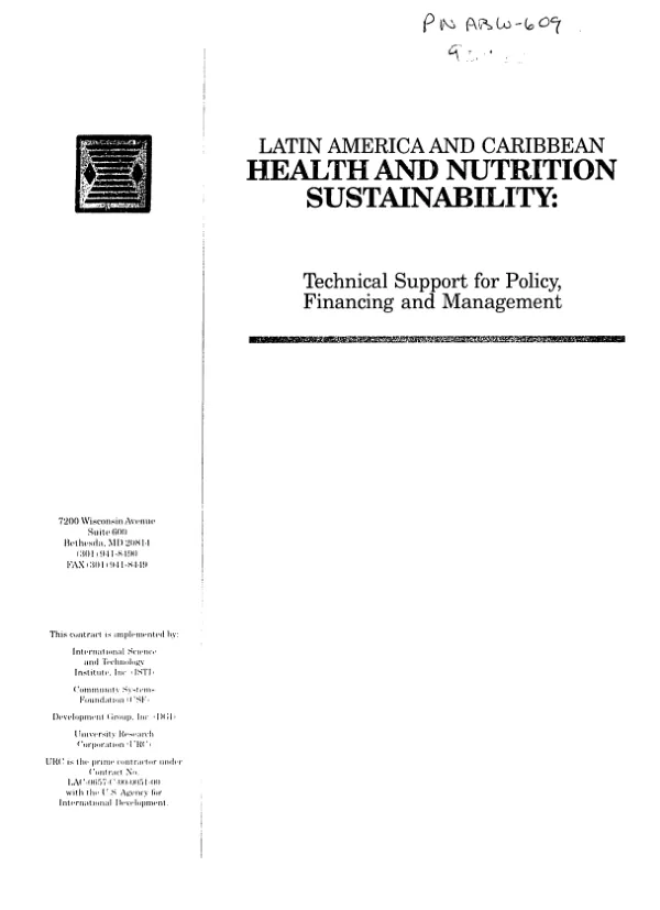 Current trends in food and nutrition in the LAC region : priorities and opportunities for improving nutrition programming in AID assisted countries