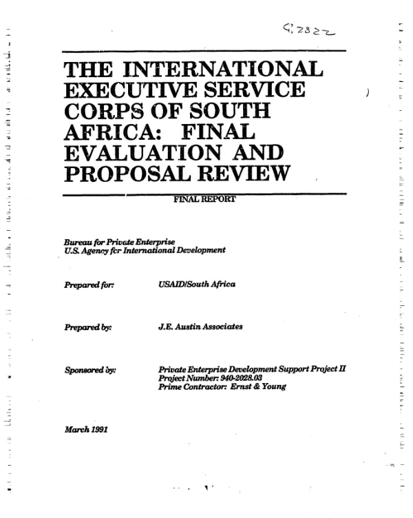 International Executive Service Corps of South Africa : final evaluation and proposal review