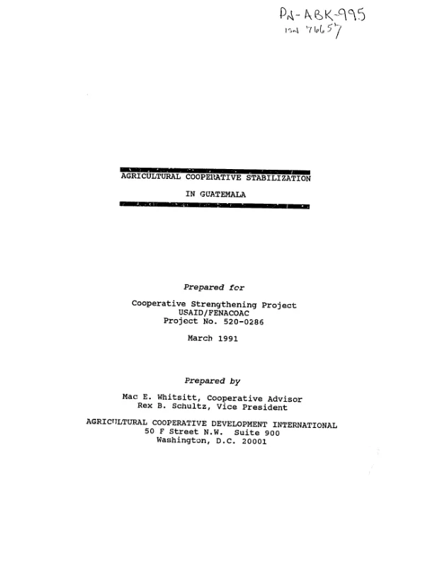 Agricultural cooperative stabilization in Guatemala