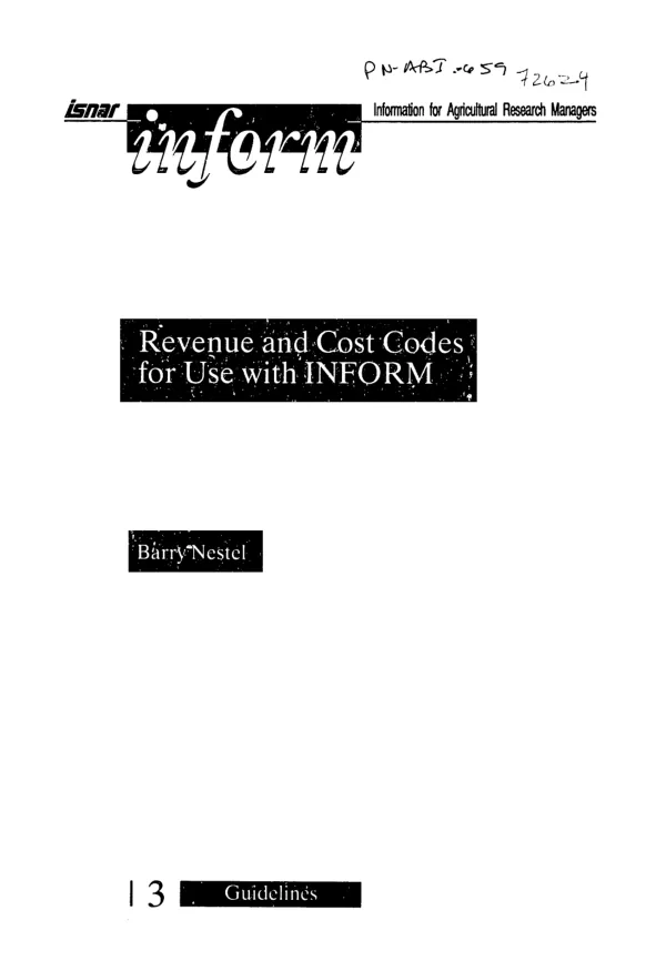 Revenue and cost codes for use with INFORM