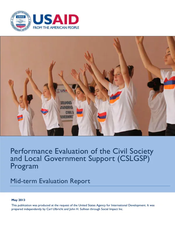 Performance evaluation of the civil society and local government support (CSLGSP) program : mid-term evaluation report