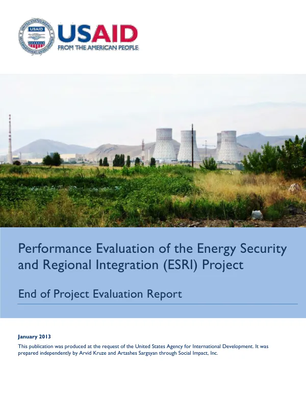 Performance evaluation of the energy security and regional integration project (ESRI) : end of project evaluation report