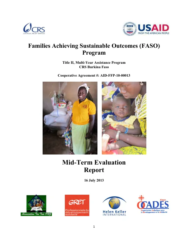 Families achieving sustainable outcomes (FASO) program : mid-term evaluation report