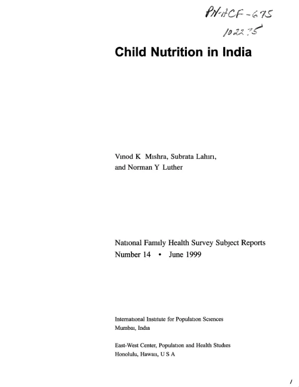 Child nutrition in India