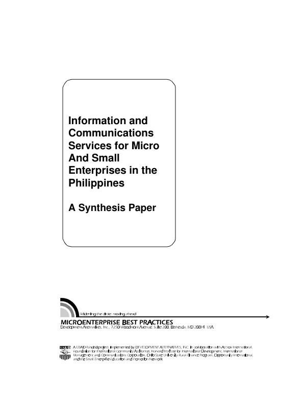 Information and communications services for micro and small enterprises in the Philippines : a synthesis paper