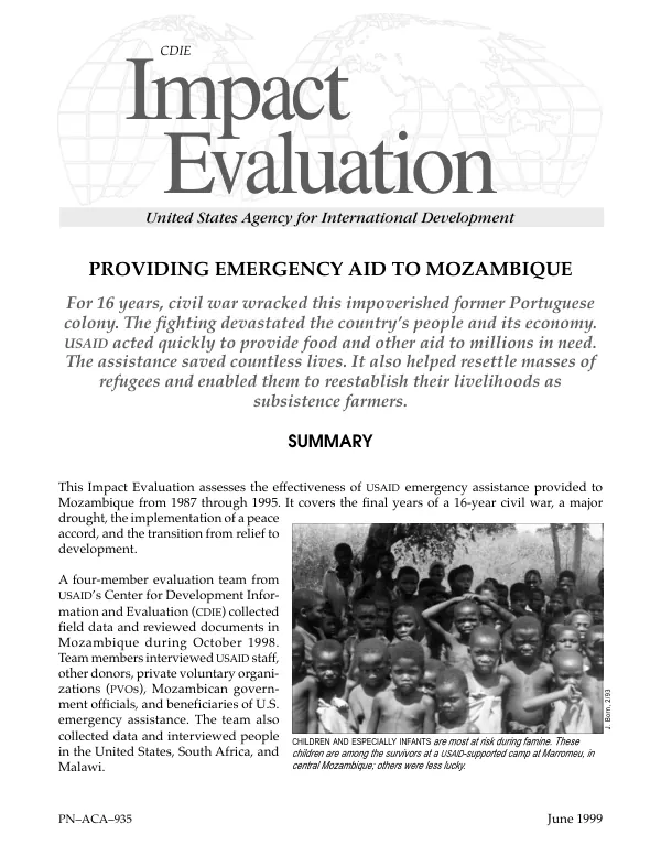 Providing emergency aid to Mozambique