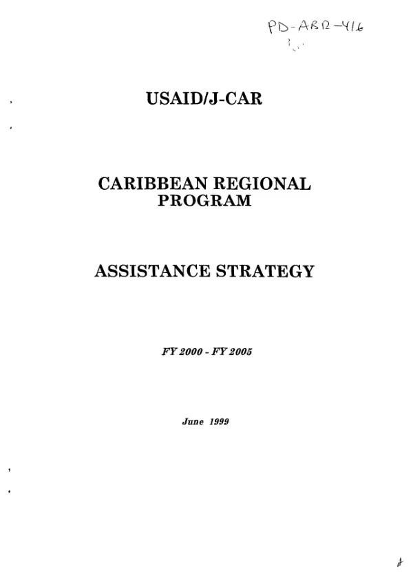 Caribbean regional program : assistance strategy, FY 2000-FY 2005