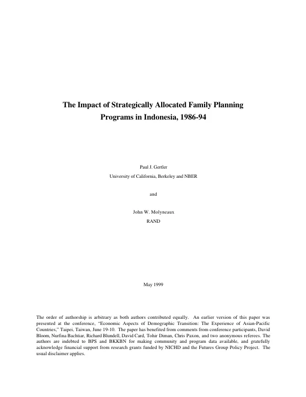 Impact of strategically allocated family planning programs in Indonesia, 1986-94