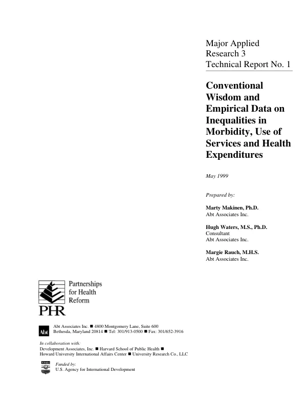 Conventional wisdom and empirical data on inequalities in morbidity, use of services and health expenditures