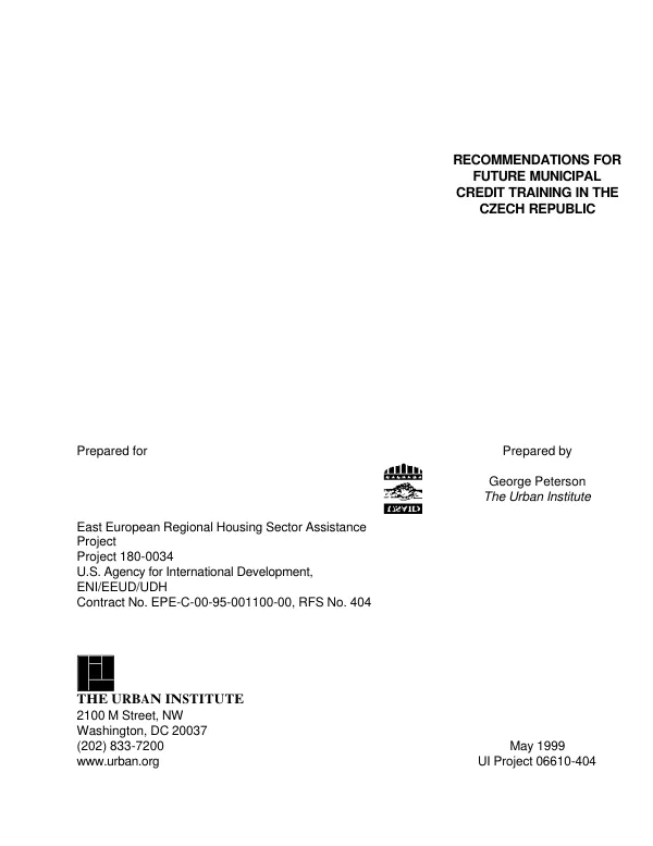Recommendations for future municipal credit training in the Czech Republic