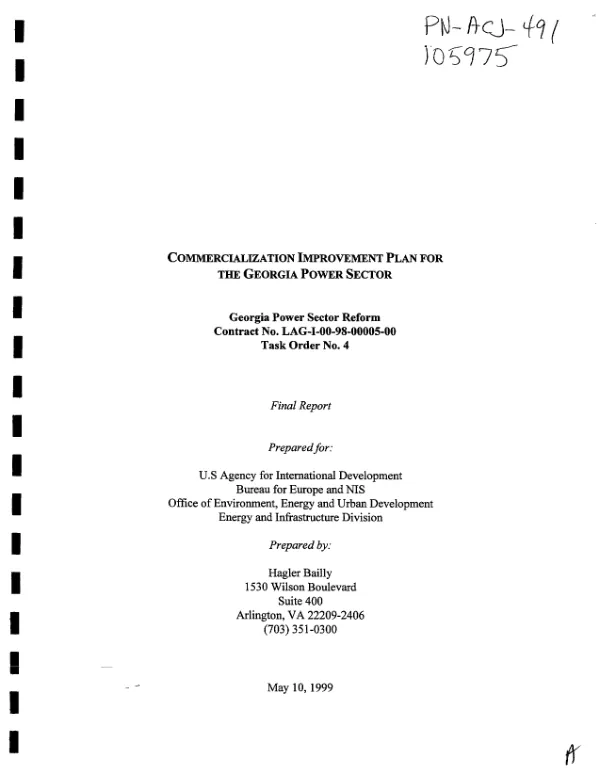 Commercialization improvement plan for the Georgia power sector : final report