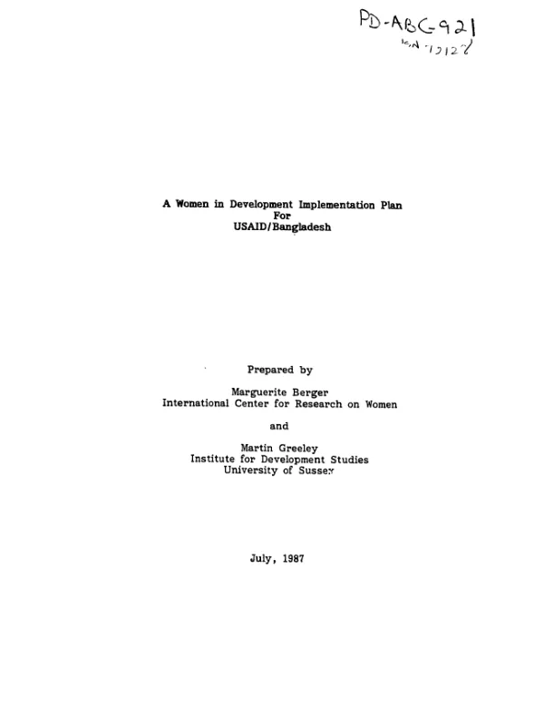 Taking stock of gender staffing in the CGIAR, 1998