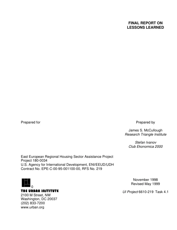 Final report on lessons learned