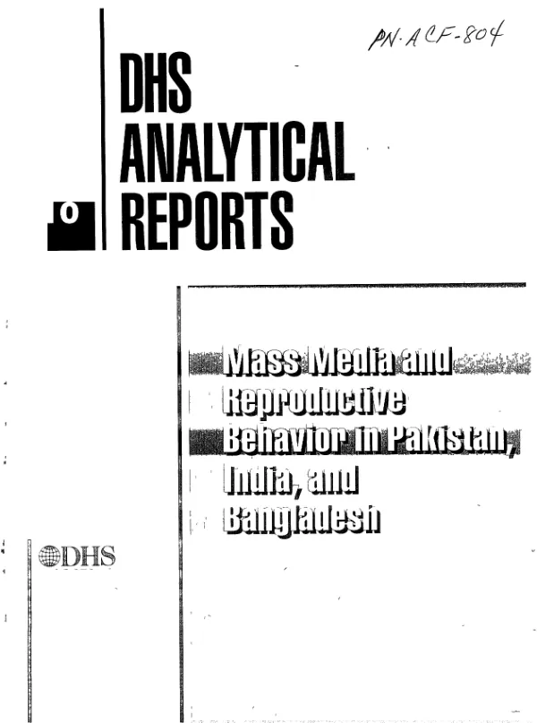 Mass media and reproductive behavior in Pakistan, India, and Bangladesh
