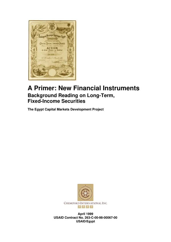 Primer : new financial instruments -- background reading on long-term, fixed income securities