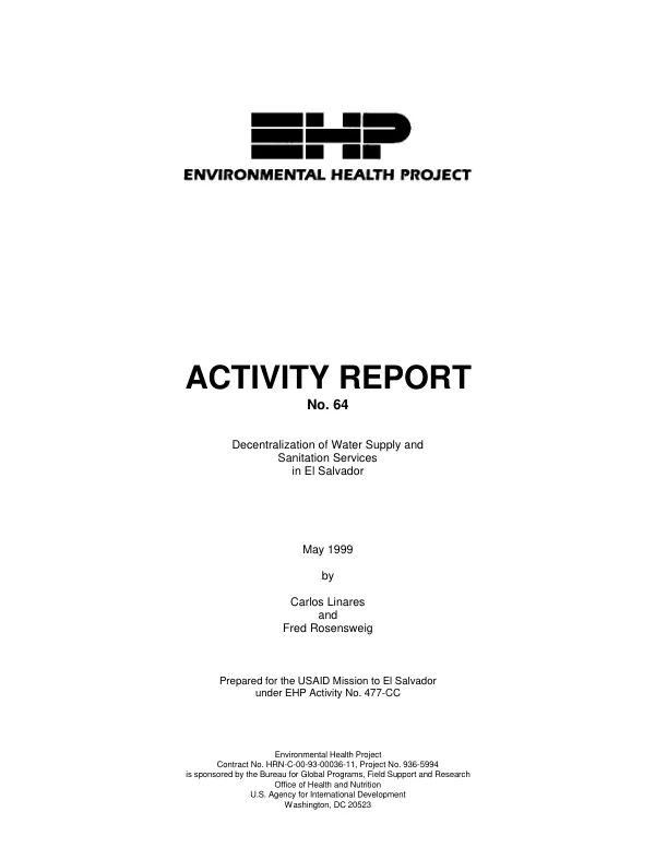 Decentralization of water supply and sanitation services in El Salvador