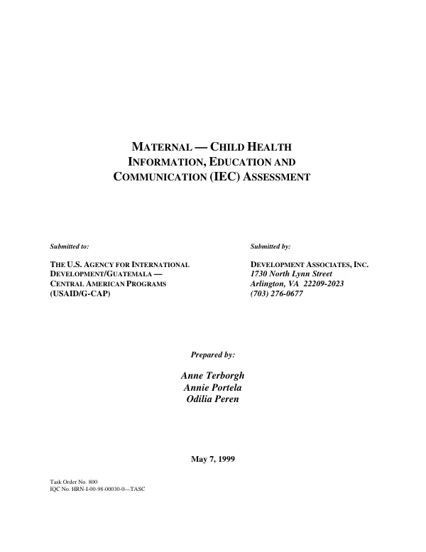 Maternal-child health information, education and communication (IEC) assessment