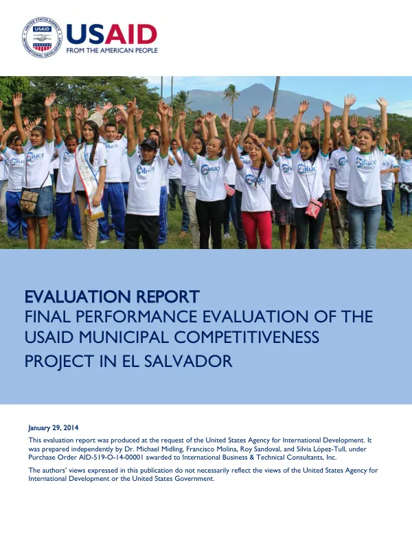 Final performance evaluation of the USAID municipal competitiveness project in El Salvador