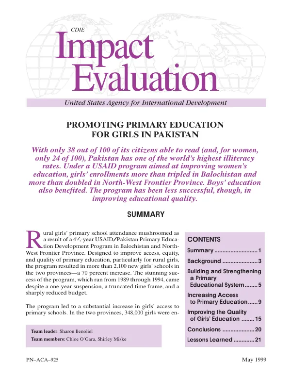 Promoting primary education for girls in Pakistan