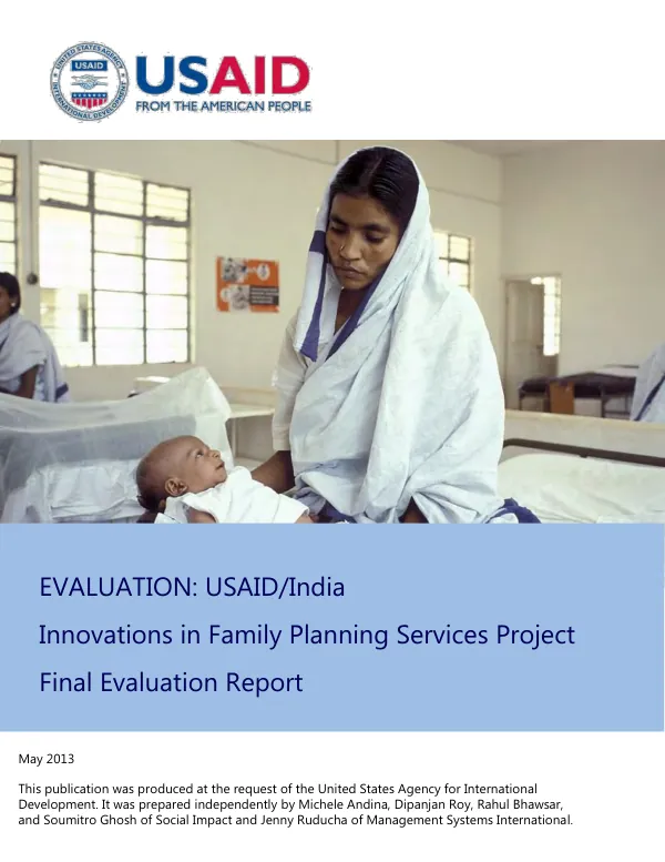 USAID/India innovations in family planning services : final evaluation report