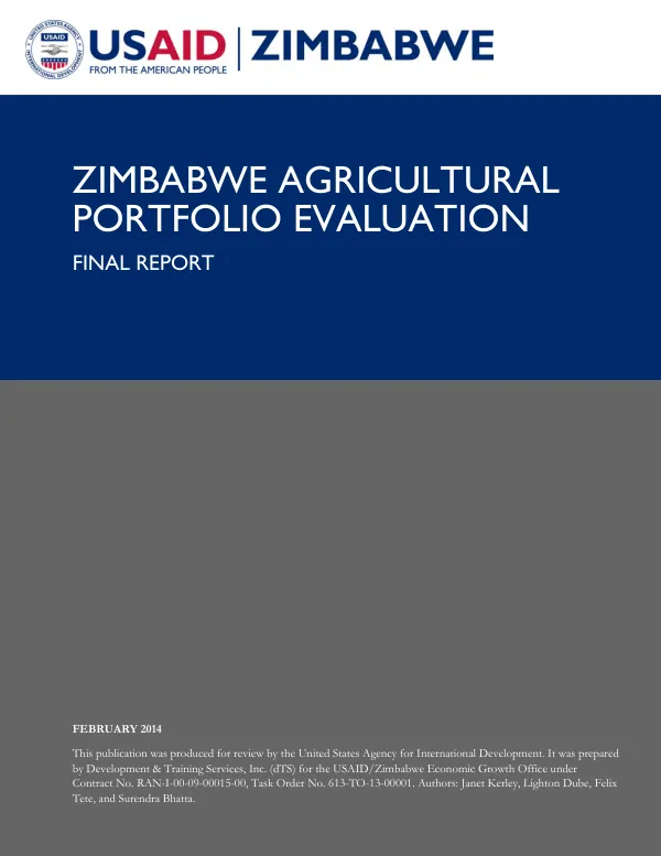 Zimbabwe agricultural portfolio evaluation : final report
